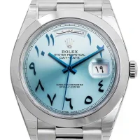 blue and arabic numerals of the Rolex DayDate 40 Arabic Replica