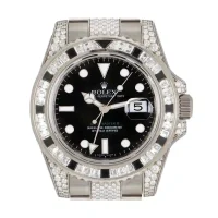 black dial of the Rolex Submariner Iced Out Replica