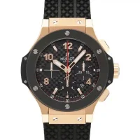 black and numerals dial of the Hublot Big Bang Steel Rose 301.PB.131.RX Replica