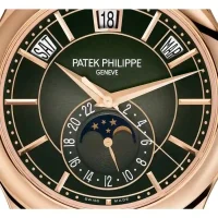 black and stick dial of the Patek Leather Black 5205R-010 Replica