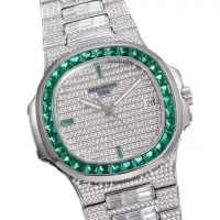 side view of the Emerald Bezel 5711 Replica