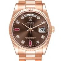 brown and diamond dial of the Rolex Ladies Replica