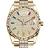 gold and gem set dial of the Rolex Rainbow Replica