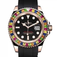 black dial of the Rolex Yacht-Master Rubber Strap Replica