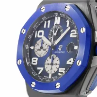 blue and numerals dial of the AP Black Blue Ceramic Replica