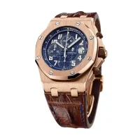 blue dial of the AP Chronograph Rose Gold Replica