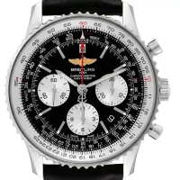 black and numerals dial of the Breitling Navitimer B01 Leather Replica