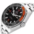 black and orange bezel of the Omega Steel Replica