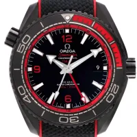 black stick and numerlas dial of the Omega Seamaster 600m Red Replica