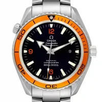 black stick and numerals dial of the Omega Planet Ocean Orange Replica