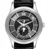 black and stick dial of the Patek Calendar 5205G-010 Replica