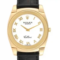 white and roman numerals of the Rolex Geneve Cellini Replica