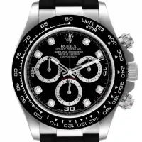 black and stick dial of the Rolex Daytona Oysterflex Diamond Replica