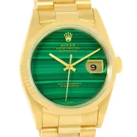 green and just date dial of the Fake Rolex Malachite Replica