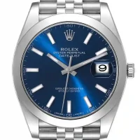 blue and stick dial of the watch Rolex Steel Blue Dial Replica