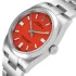 close view of the Rolex Oyster Perpetual Red Dial 126000 Replica