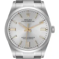 grey and stick dial of the Rolex Oyster Perpetual Grey Dial 126000 Replica