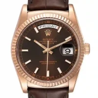 brown and stick dial of the Rolex Leather Band Replica