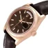 rose gold bezel of the Rolex Day-Date Black Leather Replica