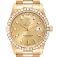 champagne and diomand dial of the Rolex Diamond Gold Replica