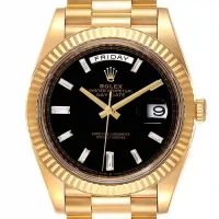 Black and stick dial of the Rolex Day-Date Gold Black 228235 EW Replica