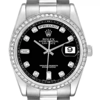 black and gem dial of the Rolex Day-Date White Diamond Replica