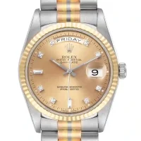 champagne and stick dot dial of the Rolex Day-Date 38mm MOP Replica