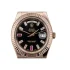 black and gem set dial of the Rolex Day-Date II 218235 Rose Gold Black Replica