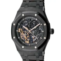 black bezel of the Audemars Piguet Black Skeleton Replica