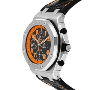 black and orange dial of the watch