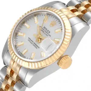 Yellow gold bezel of the watch