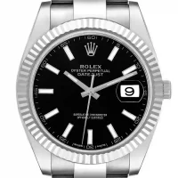 Black dial of the Rolex Datejust Silver Replica