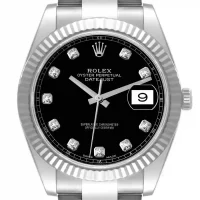 Black dial of the Rolex Datejust Diamond Black Replica