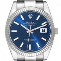 steel case of the Rolex Datejust Blue Dial Steel Replica