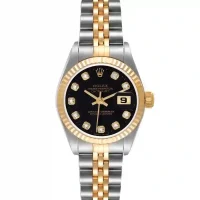 Black dial of the Rolex Datejust Lady Diamond Replica