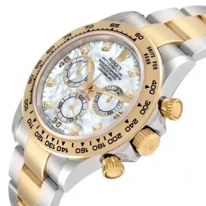 Yellow gold bezel of the watch