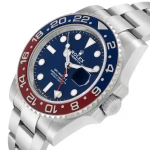 Blue and red bezel of the watch