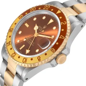 brown bezel of the watch